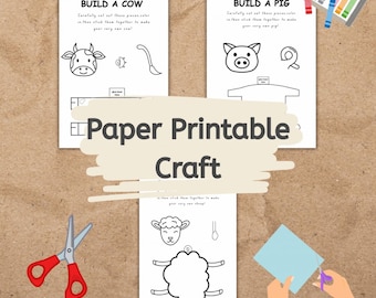 Farmtiere Papiermodelle: Druckbare 3D Figur Kuh, Schwein, Schaf (Digitaler Download)