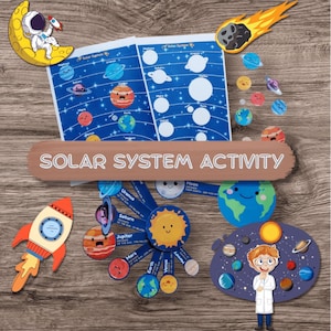 Sonnensystemmodell druckbarer Aktivitätsraum Lernen Homeschool Montessori, Kinder färben, DIY Papiermodelle