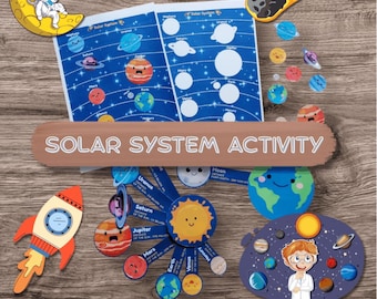 Sonnensystemmodell druckbarer Aktivitätsraum Lernen Homeschool Montessori, Kinder färben, DIY Papiermodelle