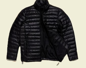 Men's Sheepskin Leather Puffer Jacket | Handmade Winter Coat