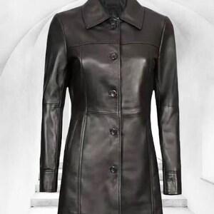 Women's Leather Blazer-100% Genuine Lambskin Leather Jacket image 5