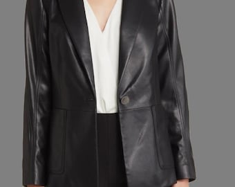 Leren blazer in vintage jaren 90 voor dames - handgemaakt van origineel schapenleer