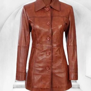 Women's Leather Blazer-100% Genuine Lambskin Leather Jacket image 3
