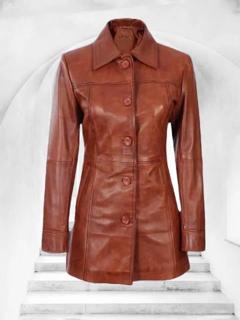 Women's Leather Blazer-100% Genuine Lambskin Leather Jacket image 3