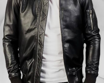90's Oversized Straight Cut Sheep Leather Jacket,women