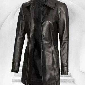 Women's Leather Blazer-100% Genuine Lambskin Leather Jacket image 4