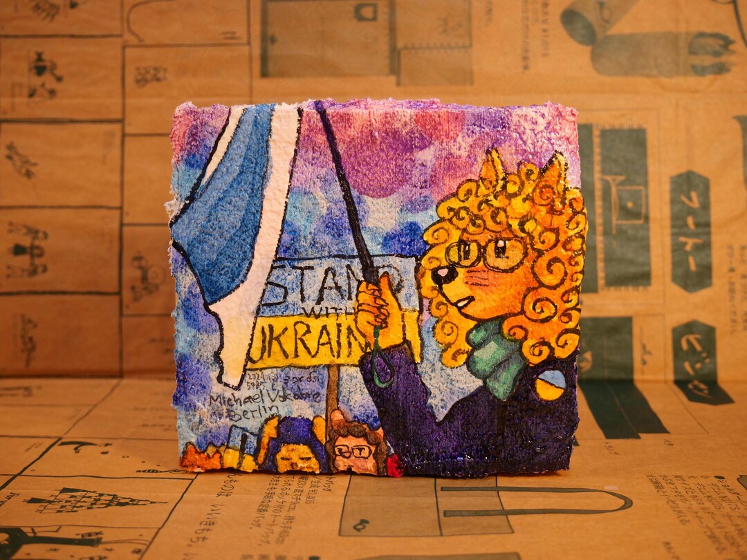 Stand With Ukraine — Original Ink and Watercolour Painting on a ...