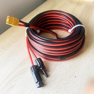 Câble Adaptateur 45A Vers XT90 Mâle - 30 Cm, 12 AWG - Pour Panneau Solaire, Station Portable, Camping-car