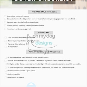 Editable Homebuyer Checklist | Real Estate Canva Template | Printable Digital Download
