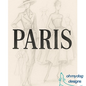 Paris Fashion Sketch Wall Art – Vintage Pencil Illustration – Chic French Printable Decor