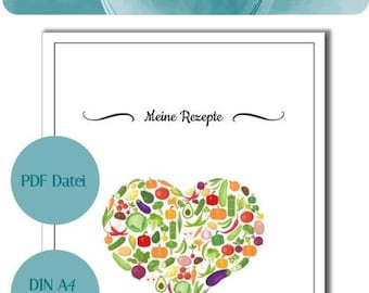 cover, recipe book, cookbook, recipe, digital PDF, design yourself, template, for printing, immediate download, book, DIY, blank