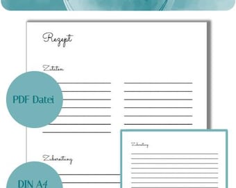Recipe page, cookbook, recipe, digital PDF, design yourself, template, for printing, instant download, book, DIY, blank, printable
