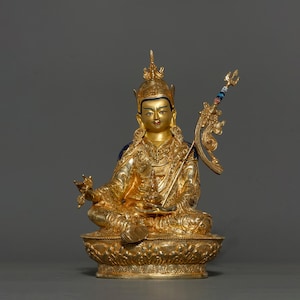 24K Gold Gilded Guru Padmasambhava Statue I Lotus Born I Tantric Master