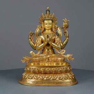 Chenrezig Avalokiteshvara Statue I Handcrafted I Deity of Compassion I Spiritual Sculpture I  Home Decor