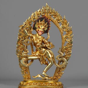 Lion Face Dakini Statue I Handcrafted with 24K Gold I Peace decor I Home Altar
