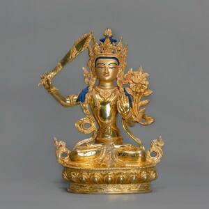 Detailed Manjushri Statue I Bodhisattva of Wisdom I Spiritual Home Decor
