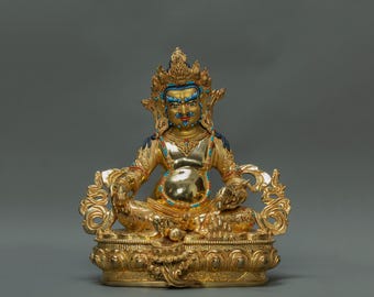 Estatua de Dzambala dorada hecha a mano, dios budista de la riqueza, decoración espiritual para la prosperidad y la abundancia.