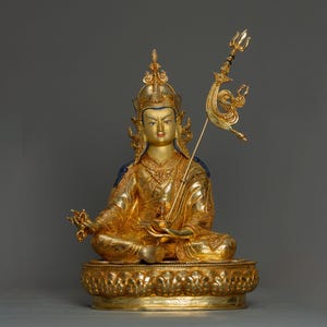 24K Gold Gilded Guru Padmasambhava Statue I Lotus Born I Tantric Master