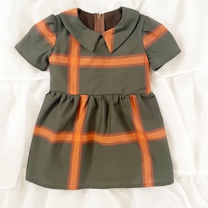 Orange and Brown Plaid Collar Baby Toddler Dress