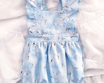 Blue Seagulls Romper, Baby Toddler Romper