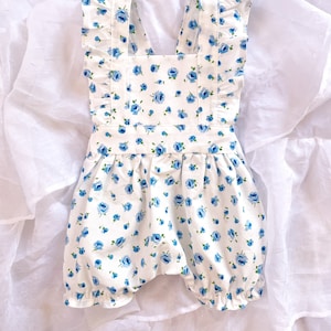 Blue Flower Romper, Romper for baby, Toddler Romper