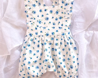Blue Flower Romper, Romper for baby, Toddler Romper