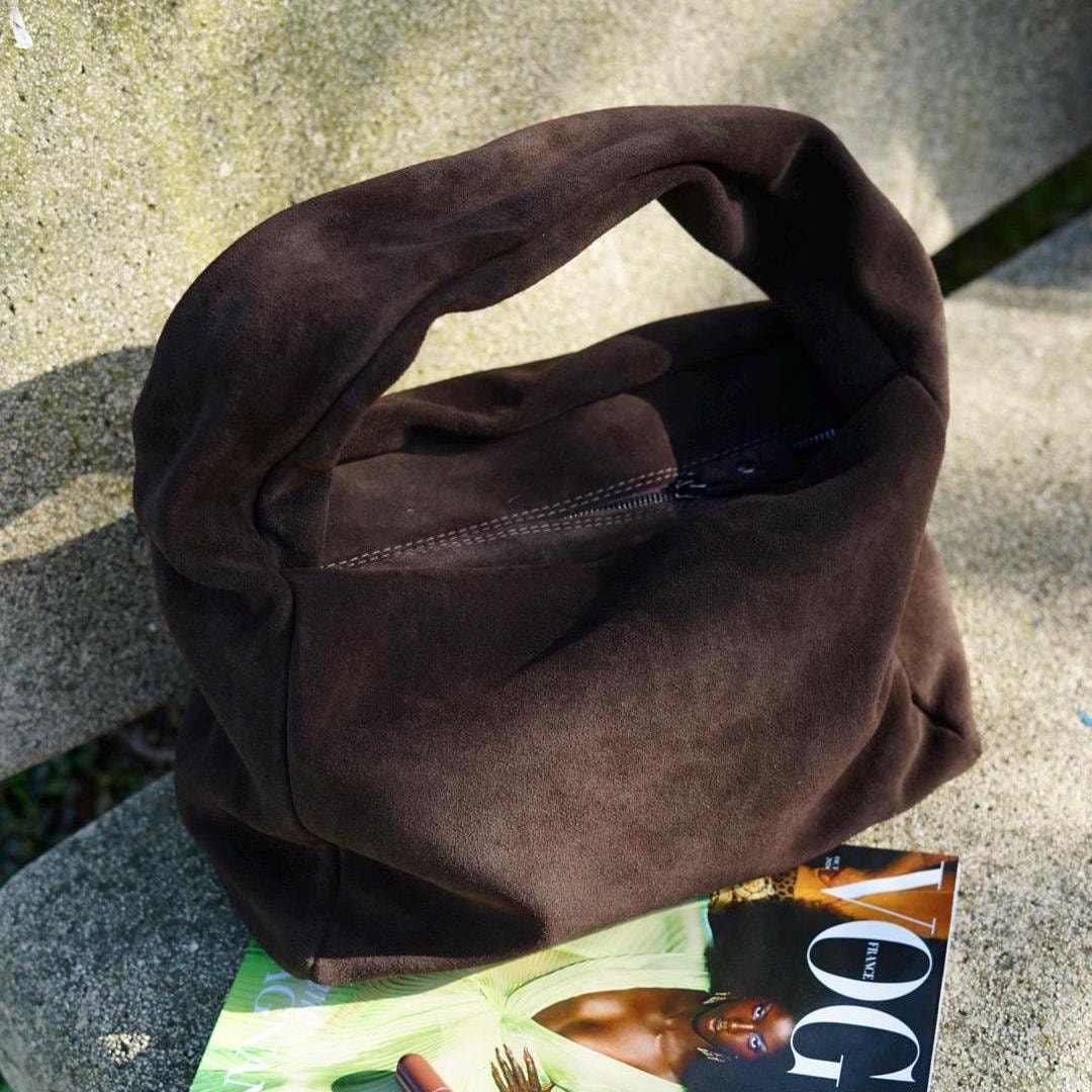 Fame Faux Suede Studded Trim Hobo Bag main image 1