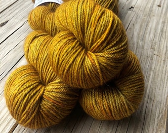 goldenrod, Yak Silk DK Treasures, Hand Dyed DK Yarn, Tarnished Brass