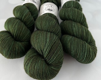 Hand Dyed YAK Sock Yarn, forest green, Land Ho! Treasured Yak Toes