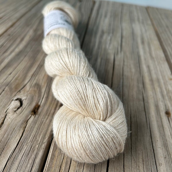 Bamboo Linen Yarn, cream ecru, fingering weight yarn, White Sand Beaches