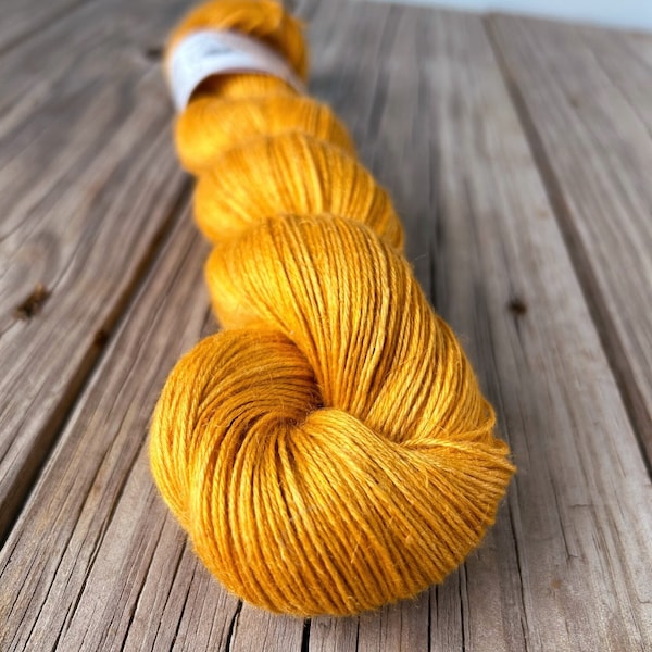 Bamboo Linen Yarn, goldenrod yellow, fingering weight yarn, Sailing in the Sunshine