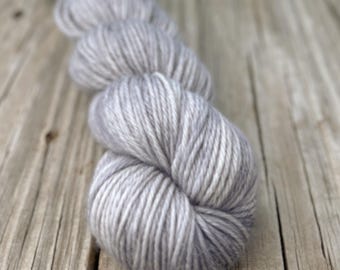 Hand Dyed DK Luxe Yarn, Baby Alpaca Cashmere Silk Blend, Silver Gray Pieces of Eight Colorway