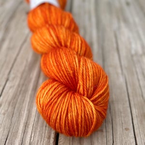 Hand Dyed DK Luxe Yarn, Baby Alpaca Cashmere Silk Blend, Orange Lusty Wench Colorway