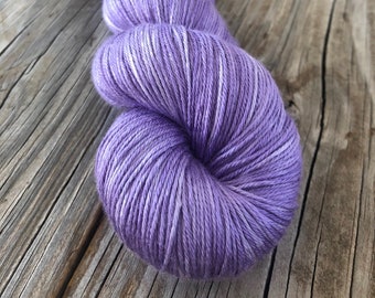 Hand dyed Silk Yarn, lilac violet purple, fingering weight yarn, Avast ye Wildcats