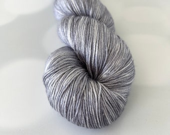 Hand Dyed Silk Yarn, Pieces of Eight, silver gray, fingering weight yarn, pure silk treasures