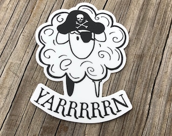 Yarn Sticker, Pirate Sheep Sticker, Yarn Pirate Sticker, Vinyl Sticker, Water-proof Sticker, Knitting Sticker, Crochet Sticker, Laptop Decal