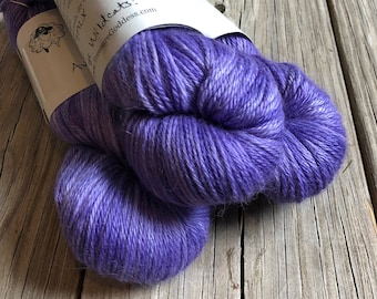 violet purple cashmere silk alpaca yarn, Hand Dyed DK Yarn, Avast ye Wildcats, Treasured DK Luxe