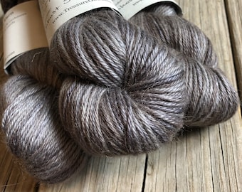charcoal gray cashmere silk alpaca, Hand Dyed Yarn, Ghost Ship, Treasured DK Luxe