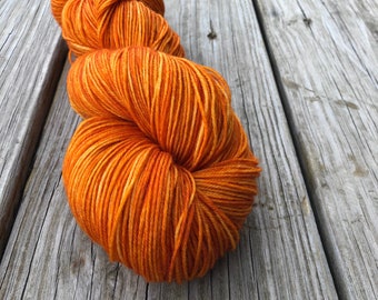 Hand Dyed Sock Yarn, Orange, Lusty Wench, Treasured Toes Sock Yarn