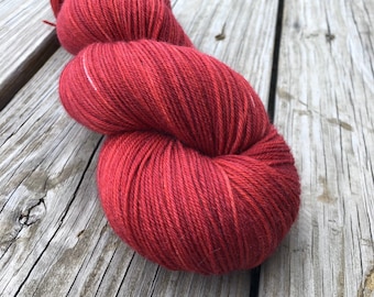 Hand Dyed Red Sock Yarn, crimson red yarn, Ruby Daggers, Treasured Toes