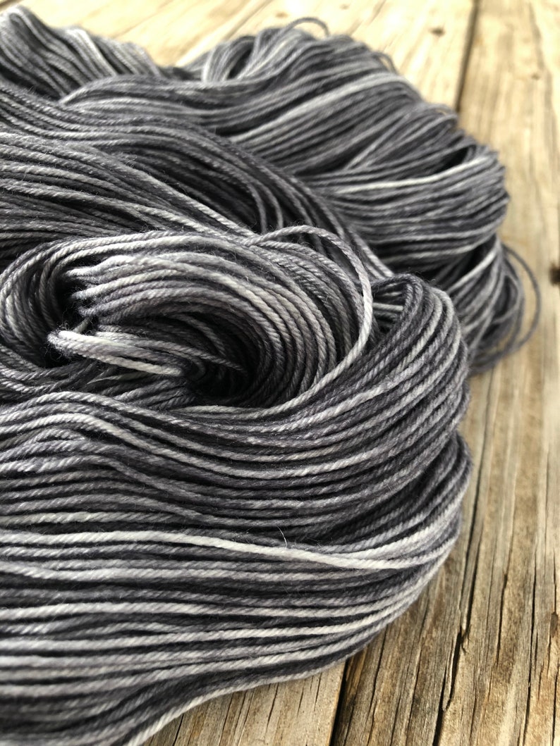 Hand Dyed Sock Yarn, Ghost Ship, Charcoal Gray, Treasured Toes Sock Yarn image 8