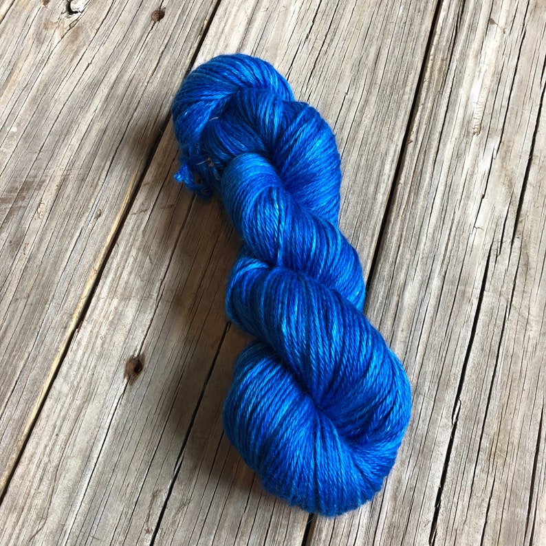 Sapphire blue Hand Dyed DK Luxury Yarn, Swimmin' with the Fishes, Treasured DK Luxe, baby alpaca silk cashmere image 6