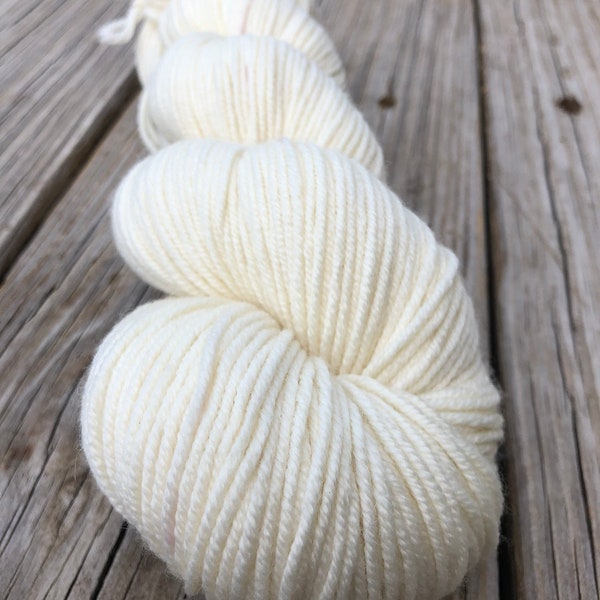 natural cream ecru Hand Dyed Worsted Weight Yarn, White Sand Beaches, Treasured Warmth