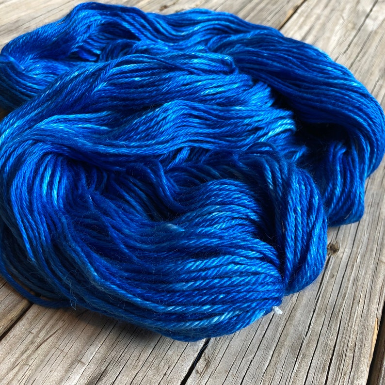 Sapphire blue Hand Dyed DK Luxury Yarn, Swimmin' with the Fishes, Treasured DK Luxe, baby alpaca silk cashmere image 4