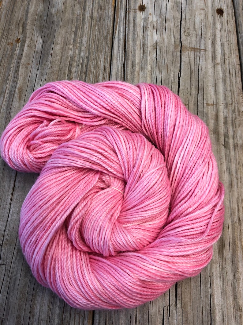 Hand Dyed DK Yarn, Treasured DK Luxe, Damsel in Distress Pink, baby alpaca cashmere silk image 3
