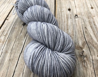 silver gray Hand Dyed Worsted Weight Yarn, Pieces of Eight, Treasured Warmth