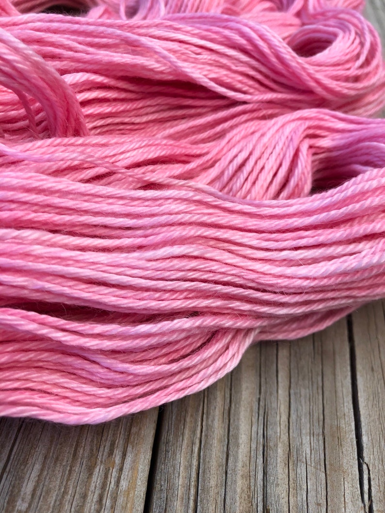 Hand Dyed DK Yarn, Treasured DK Luxe, Damsel in Distress Pink, baby alpaca cashmere silk image 8