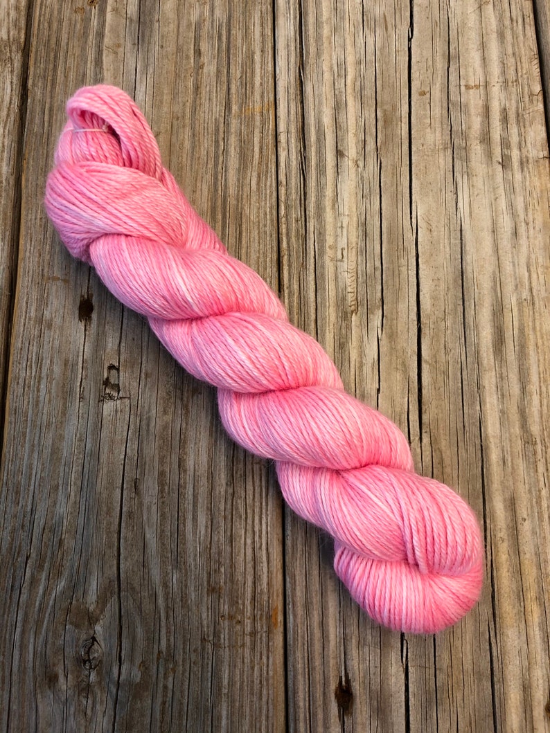 Hand Dyed DK Yarn, Treasured DK Luxe, Damsel in Distress Pink, baby alpaca cashmere silk image 7