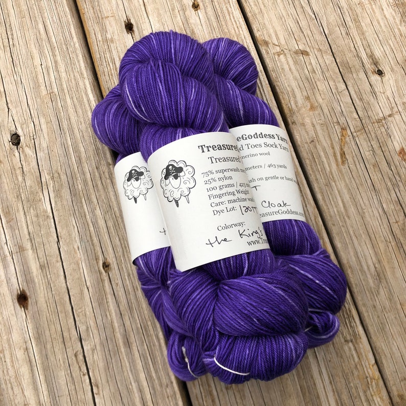 Hand Dyed Sock Yarn, royal purple, Kings Cloak, Treasured Toes image 4