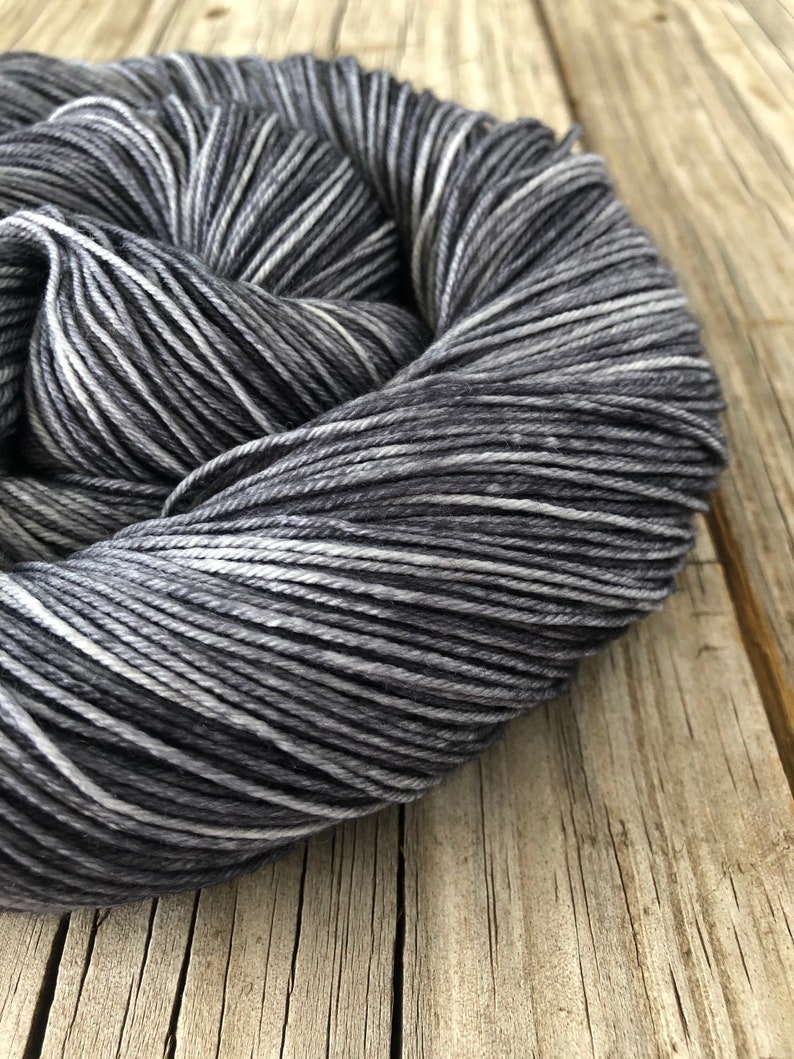 Hand Dyed Sock Yarn, Ghost Ship, Charcoal Gray, Treasured Toes Sock Yarn image 7